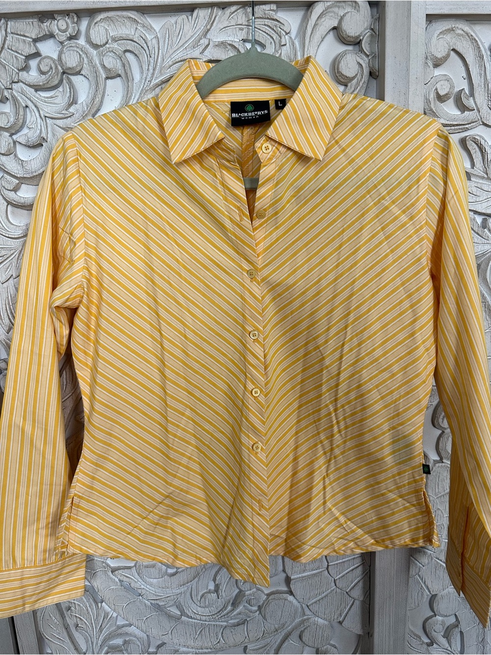 B. Collection Yellow Striped Button-Down Shirt